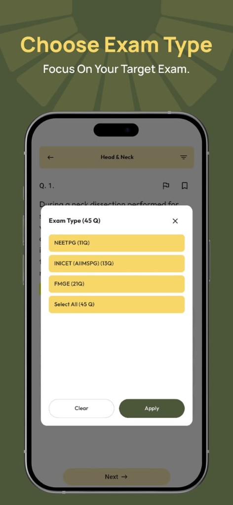 CLAVICLE choose exam type app preview