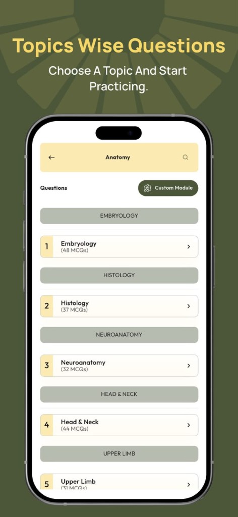 CLAVICLE topics-wise questions app preview